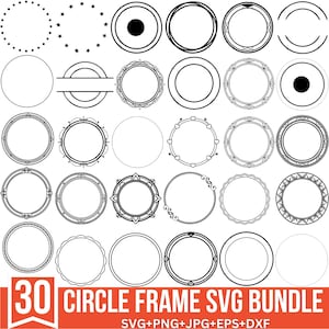 Cirkelframe Svg-bundel, doodle cirkel Svg, dubbele cirkelframe Svg, randontwerp, ronde frame Svg, gesneden bestand Cricut, silhouet