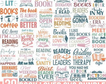 Reading Svg Bundle, Book Quotes Svg, Book Reader Svg, Book Lovers Svg, Book Worm Svg, Fantasy Book Svg, Librarian Svg,For Cricut, Silhouette