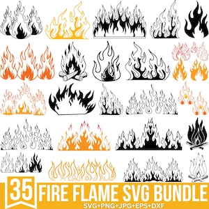 Pacchetto Fire Svg, Fire Svg, Fire Flames Svg, Flames Frame Svg, File Fire Svg, Fire Flame Png, ClipArt Fire Flame, Tagliato per Cricut, Silhouette