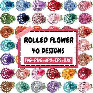 Rolled Flower Svg Bundle, Rolled Paper Flowers, 3d Flower Svg, Digital Paper Svg, Rolled Flower Template, Wedding Flower Svg, For Cricut