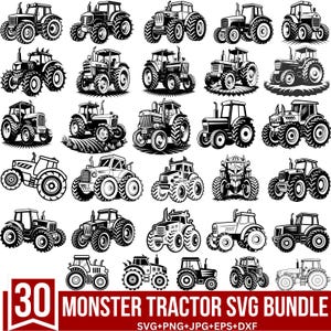 Monster Tractor Svg Bundle, Tractor Farmer Svg, Farm Life svg, Farm Svg, Truck Svg, Farmhouse Svg, Tractor Clipart, File Cricut, Silhouette