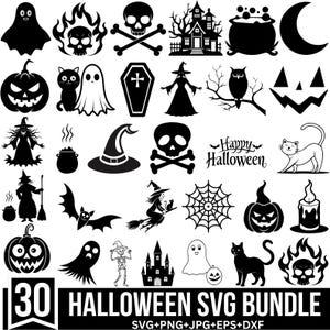 Halloween Svg Bundle, Kids Halloween Svg, Ghost Svg, Cartoon Halloween Svg, Halloween Character Svg, Witch Svg, Cut File Cricut, Silhouette