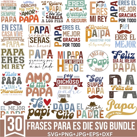 Frases para el Dia del Papá Svg Bundle, Gracias Papá Svg, Espanol Svg, Spanish Svg, los Padres Svg, Father's Day Svg, File Cricut,Silhouette