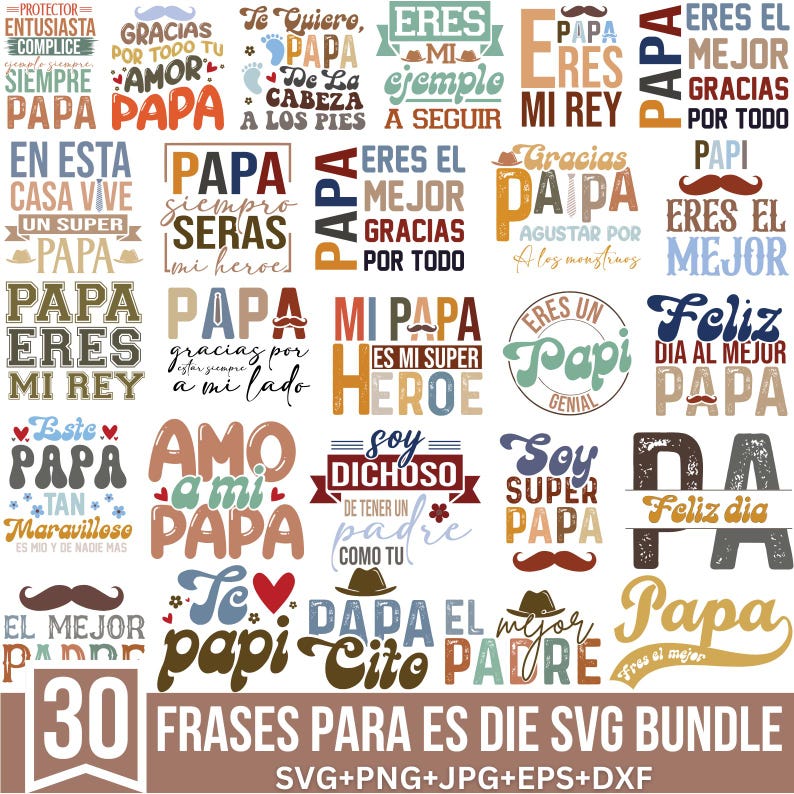 Frases para el Dia del Papá Svg Bundle, Gracias Papá Svg, Espanol Svg, Spanish Svg, los Padres Svg, Father's Day Svg, File Cricut,Silhouette imagen 1