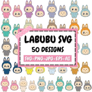 Labubu Designs Svg Png Bundle, Svg, Labubu Png Svg, fichier numérique vectoriel pour Cricut, Labubu découpé au laser, téléchargement immédiat, personnage Labubu