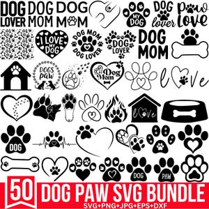 Paw Print Svg Bundle, Paw Heart Svg, Dog paw svg, Paw Svg, Dog Mom Svg, Dog Lover Svg, Paw Print  Animal Paw Svg, For Cricut, Silhouette