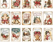Vintage Christmas Greeting Card Bundle, Retro Holiday Printable Cards, Old-Fashioned Xmas Postcards, Antique Christmas Ephemera Set