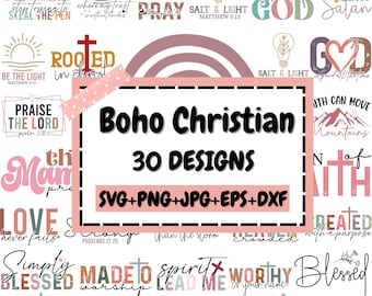 Boho Christian Svg bundel, religieuze Svg, bijbelvers Svg, God Jezus Svg, schrift Svg, Love Faith Svg, Christian Sleeve Design, silhouet