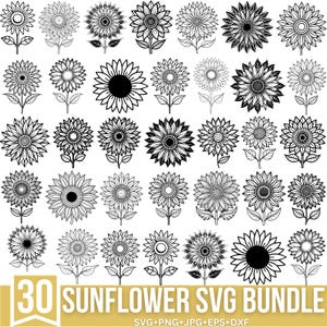 Pacote de Girassol Svg, Citações de Girassol Svg, Meio Girassol Svg, Tiara de Príncipes Svg, Clipart de Girassol, Corte para Cricut, Silhueta