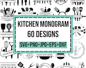 Kitchen Monogram Svg Bundle, Kitchen Sign Svg, Kitchen Sign & Potholder Svg, Split Baking Monogram Designs, Cut Files Cricut, Silhouette