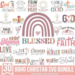 Boho Christian svg Bundle, religiöses svg, Bibel-Vers-Svg, Ärmel-Design, Gott Jesus-Svg, Schrift-Svg, Liebe Glaube-Svg für Cricut