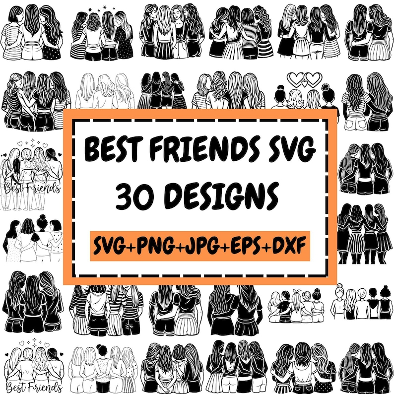 親友SVGバンドル、親友SVG、親友SVG、友情SVG、親友の格言、BFF SVG、友達の名言、ソウルシスター、ダンケSVG 画像 1