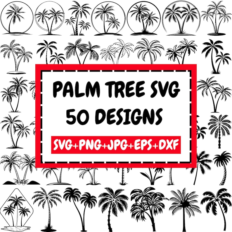 Palm Tree Svg Bundle, Palm Tree Svg, Palm Tree Decal, Beach life Svg, Island palm Tree, Tropical Svg, Cut Files For Cricut, Silhouette image 1