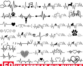 Heartbeat Pulse SVG Bundle, Valentine's Day, Cricut Silhouette Cut Files (Digital Download)
