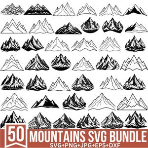 Mountains Svg, Landscape Svg, Mountain Hand Drawn, Forest Tree Svg, Outdoors Adventure Svg, Forest Tree Svg, Cut For Cricut, Silhouette