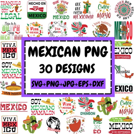 Mexican Independence Day PNG Bundle, Viva Mexico Designs (30 Files)