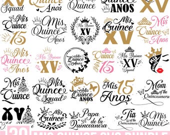 Mis Quince Svg Bundle, Mis Quince Anos, Mis Quince Squad Svg, Quinceañera Svg, Birthday Family Svg, Latina Birthday Svg, Cut File For Cricut