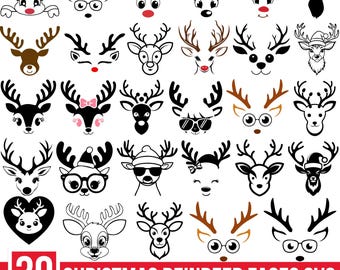 Christmas Reindeer Faces Svg Bundle, Reindeer Face Svg, Girl Reindeer Svg, Boy Reindeer Svg, Christmas 2025 Svg, Cute Cut Cricut, Silhouette