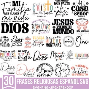 Frases Religiosas Svg-bundel, Frases Biblicas Svg, Svg, Fe Mueve Montañas, Dios Amor Fortaleza Svg, Mujer Virtuosa Svg, Cricut, silhouet