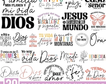 Frases Religiosas Svg Bundle, Frases Biblicas Svg, Fe Mueve Montañas, Mujer Virtuosa Svg, Dios Amor Fortaleza Svg, Encomienda A Dios Svg