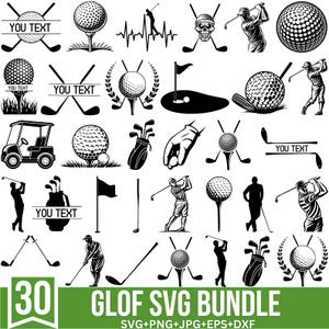Golf-Svg-Bundle, Golf-Player-Svg, Golfball-Svg, Golf-Namensrahmen-Svg, Golf-Monogramm-Svg, Split-Monogramm-Svg, Cut-Datei Cricut, Silhouette