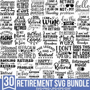 Bundle Svg retraite, retraite, Svg drôle de retraite, retraite disant Svg, Svg cadeaux de retraite, Svg de T-shirt à la retraite, silhouette