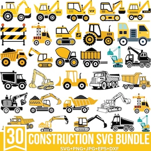 Bouw Svg-bundel, bouw Png, graafmachine Svg, vrachtwagen Svg, feestvarken Svg, bouwlettertype, dumpbestanden voor Cricut, silhouet