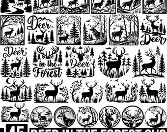 Deer Antler SVG Bundle, Forest Wildlife Designs (Digital Download)