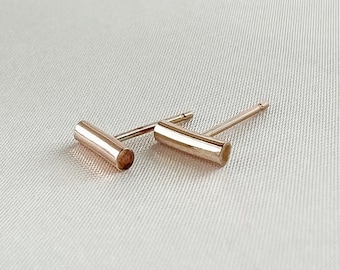 gold bar earrings, gold stud earrings, 14k gold stud earrings, tiny gold stud earrings, 14kt gold stud earrings, small gold stud earrings