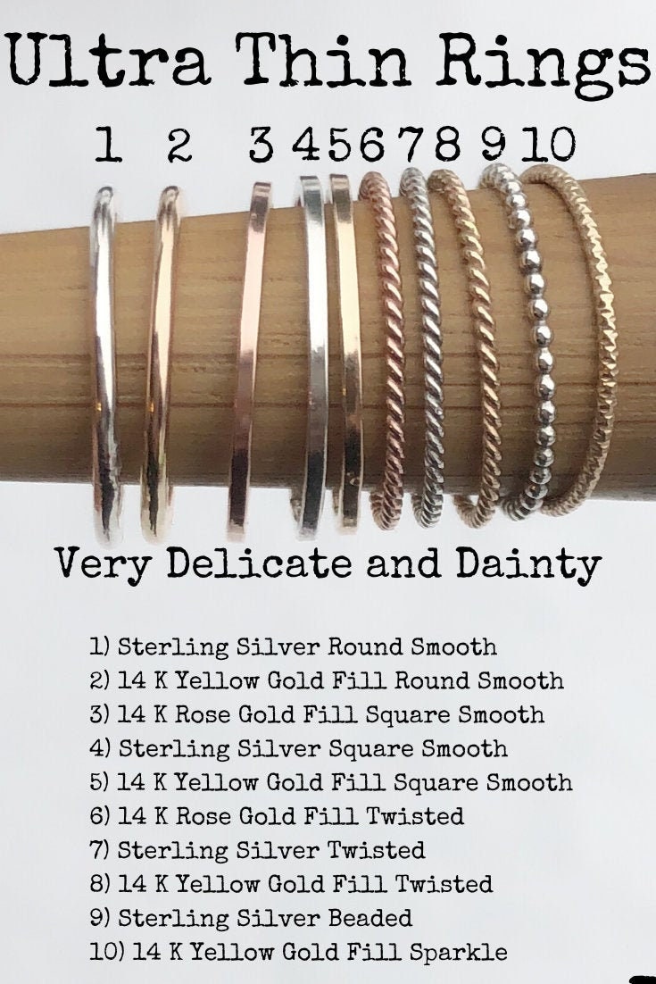 Ultra Thin Stacking Rings. Skinny Spacer Rings. Gold filled and Sterl…