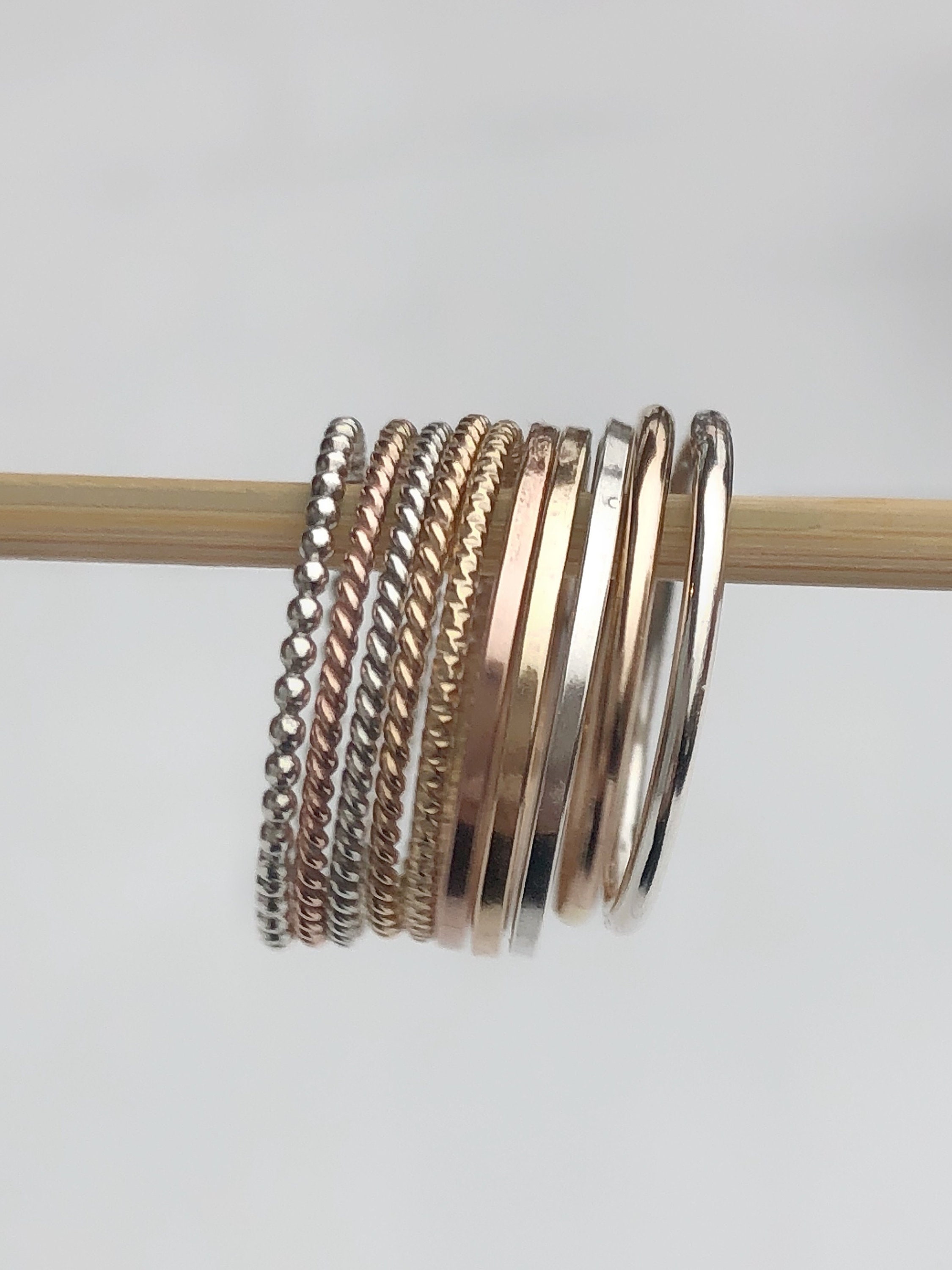 Silver and Gold Rings, Thin Band Stackable Rings, Gold Stackable Ring ...