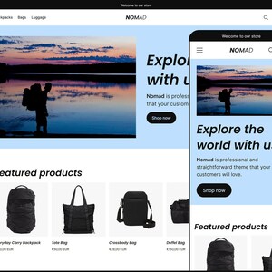 Nomad - プロフェッショナルでわかりやすい Shopify テーマ、ドロップシッピング、e コマース、高いコンバージョン率、レスポンシブ、ミニマル、使いやすい