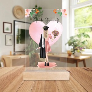 Bachelor Geschenk personalisierte Acrylglasplatte Bachelor Master Abi Schulabschluss Geschenk personalisiertes Geschenk für Frauen