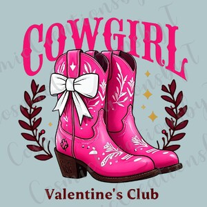 Botas de Cowgirl Rosa Clube dos Namorados PNG - Download Digital Western Valentine&#39;s Day