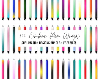 300 Ombre Pen Wraps Sublimation Designs Bundle (PNG Digital Download), Modify & Sell (PLR OK)