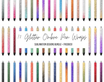 70 Glitter Ombre Pen Wraps, Sublimation PNG Designs (Digital Download), Modify & Sell (PLR OK)