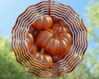 Glitter Pumpkin Wind Spinner PNG, Fall Sublimation Design (Digital Download)