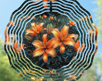 Tiger Lily Flower Wind Spinner PNG, Wind Spinner Sublimation Designs Digital Download, Square and Round Sublimation, Windspinner Popular PNG