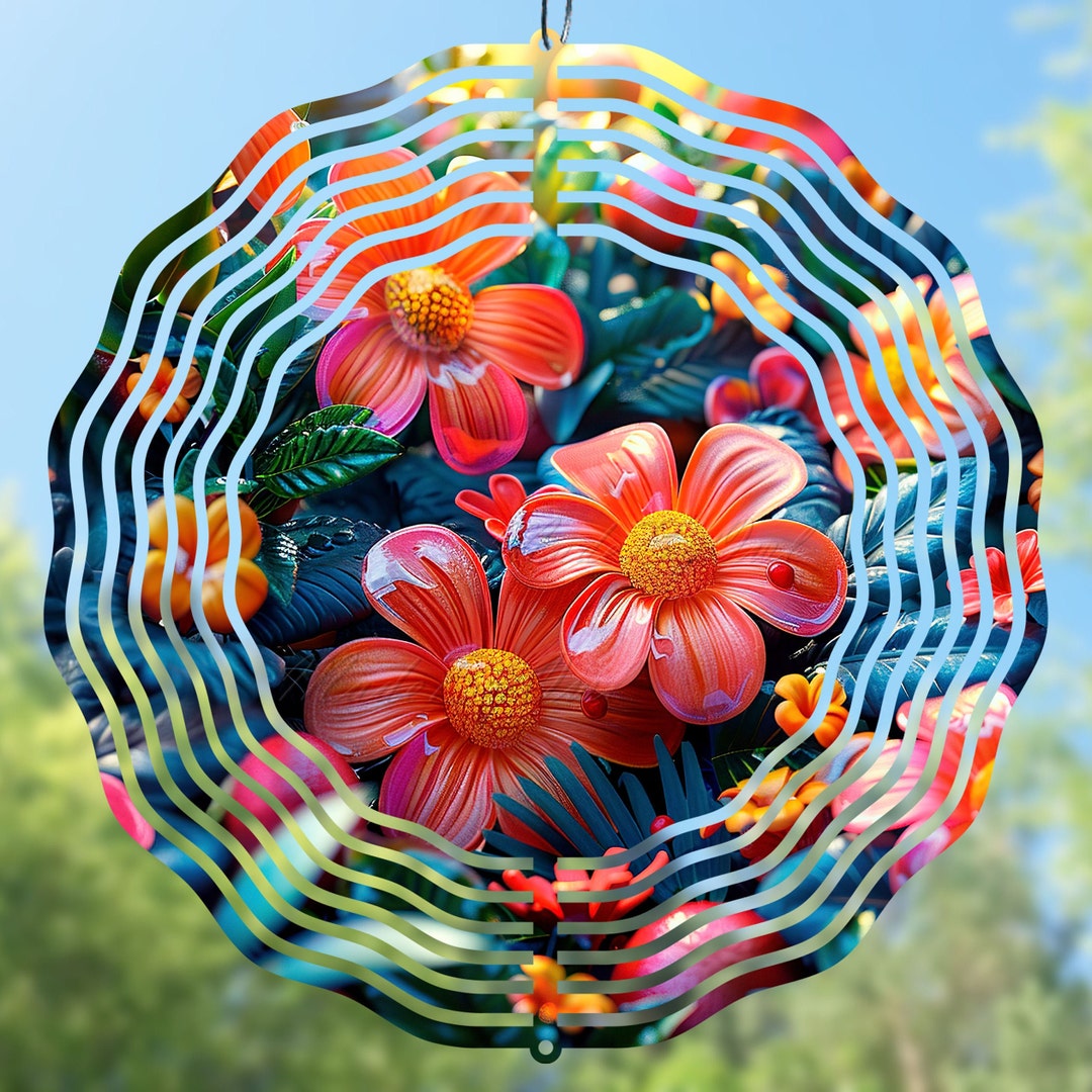 Tropical Flowers 3D Wind Spinner PNG, Windspinner Sublimation Design ...