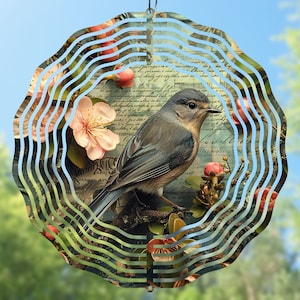 3D Bird Wind Spinner PNG, Garden Wind Spinner Sublimation Design, 10 inch Wind Spinner Template, Round Door Hanger, Digital Download