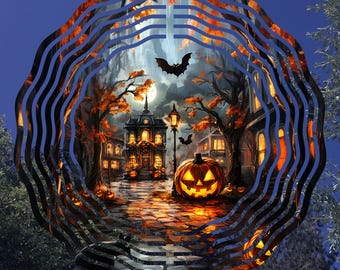 Halloween Town Wind Spinner PNG, Halloween Art Sublimation PNG, Wind Spinner Design, Victorian Gothic Halloween Themed PNG, Spooky Vibes