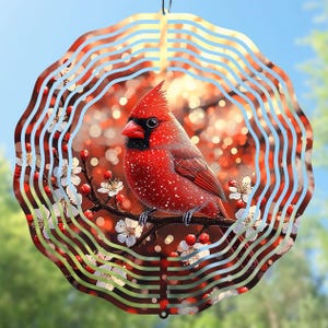 Roter Kardinal Windspiel PNG, Kardinal Sublimationsdesign, digitaler Download, Roter Vogel Windspiel PNG, Vogelliebhaber Geschenk, Wind Spin PNG