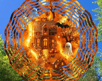 Halloween Wind Spinner PNG, Haunted House Sublimation Design
