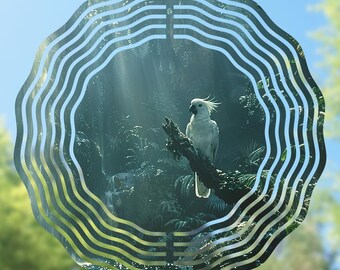 Parrot Wind Spinner PNG, Jungle Scene Sublimation Design (Digital Download)
