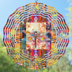 Molinillo de viento de libélula PNG, diseño de sublimación de molinillo de viento de libélula colorido, decoración de exteriores, atrapasol PNG, descarga digital
