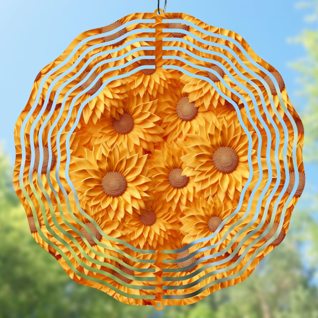 Yellow 3D Sunflowers Wind Spinner PNG Sublimation Design, Flowers Wind ...