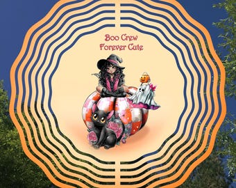 Ghost Boo Crew Halloween Wind Spinner PNG Sublimation Design, Witchy Halloween Wind Spinner PNG, Cute Halloween PNG, Digital Download
