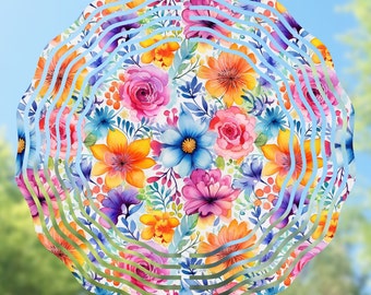 Boho Floral Wind Spinner PNG Sublimation Design (Instant Download)