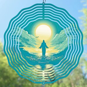 Jesus Wind Spinner PNG, Jesus Said Follow Me, Faith Sublimation Spinner Design, Christian Windspinner PNG Religious Digital Download