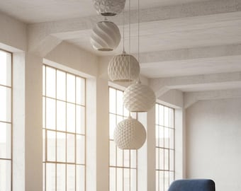 XL ceiling lamp, set of 5, Ø33cm lampshades | Living room, dining room, minimalist, modern pendant light, designer lamp, handmade